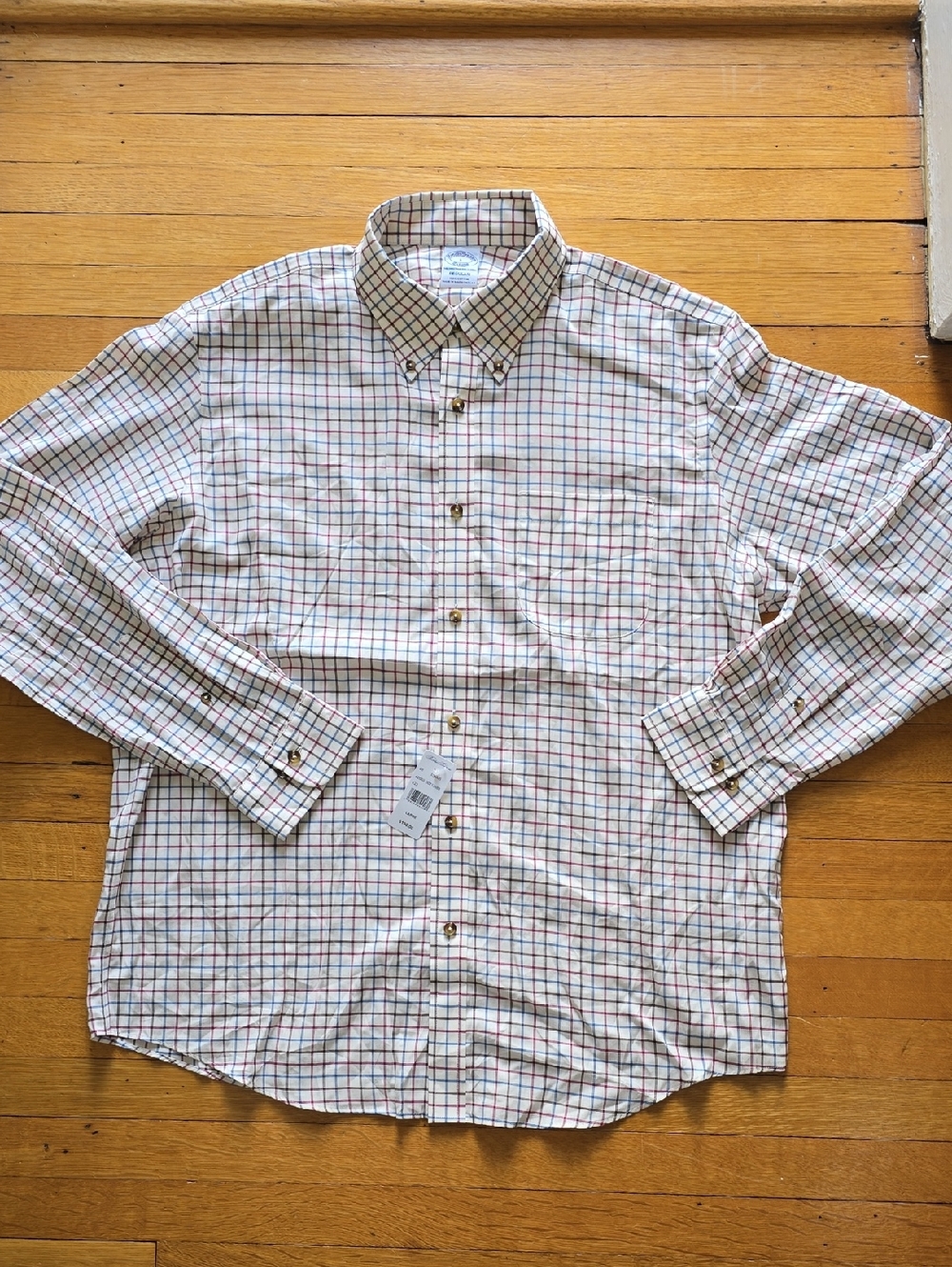 NWT, Brooks Brothers, Tattersall Button Down Shirt, Multi-Color, Men's L